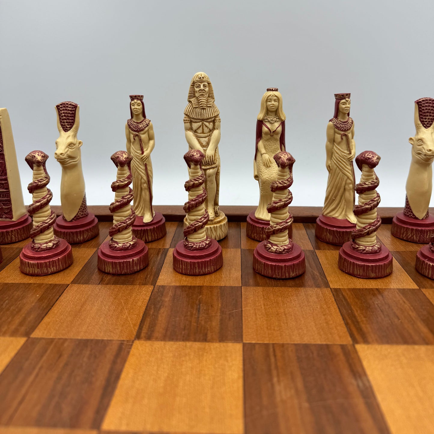 Handpainted Studio Ann Carlton Egyptian Mythology chess set