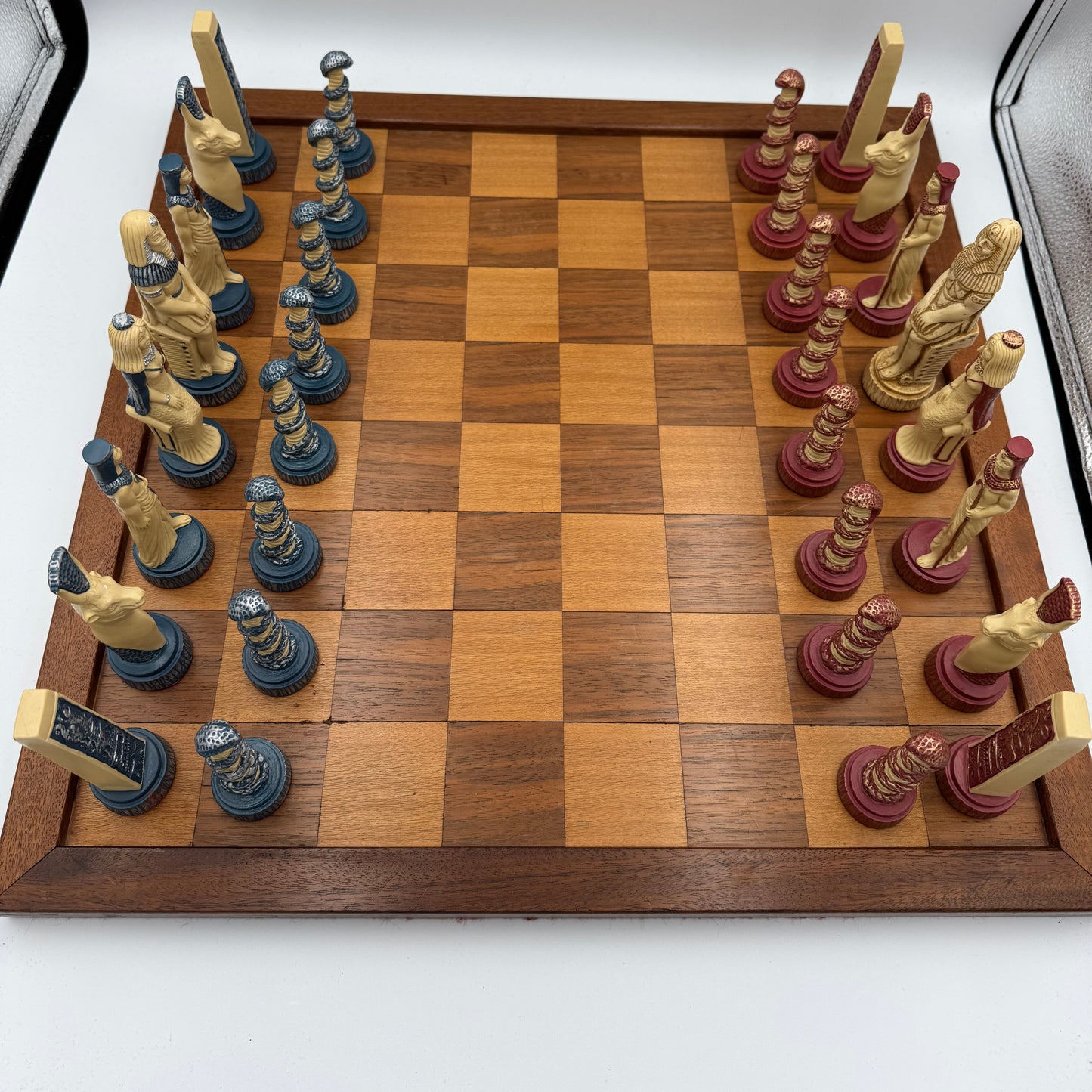 Handpainted Studio Ann Carlton Egyptian Mythology chess set