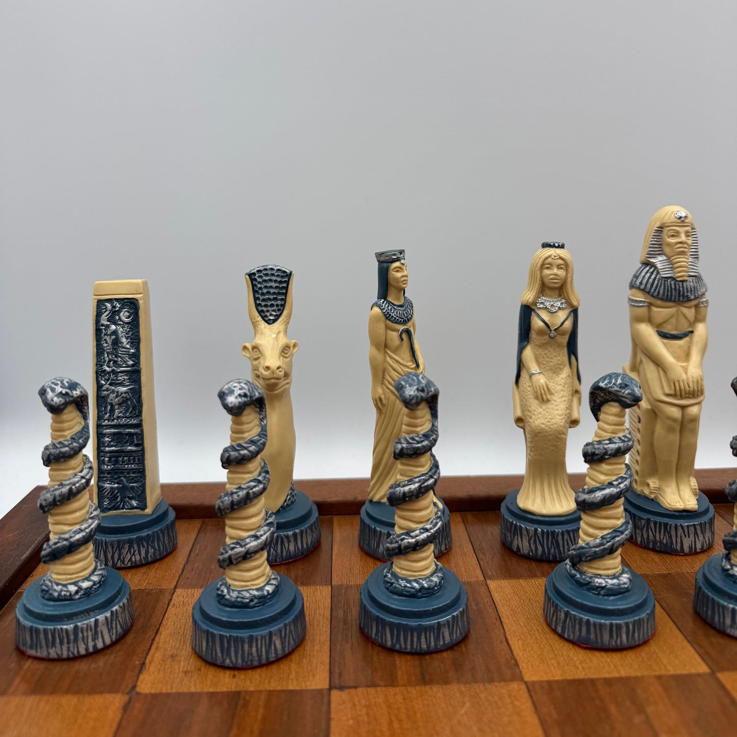 Handpainted Studio Ann Carlton Egyptian Mythology chess set