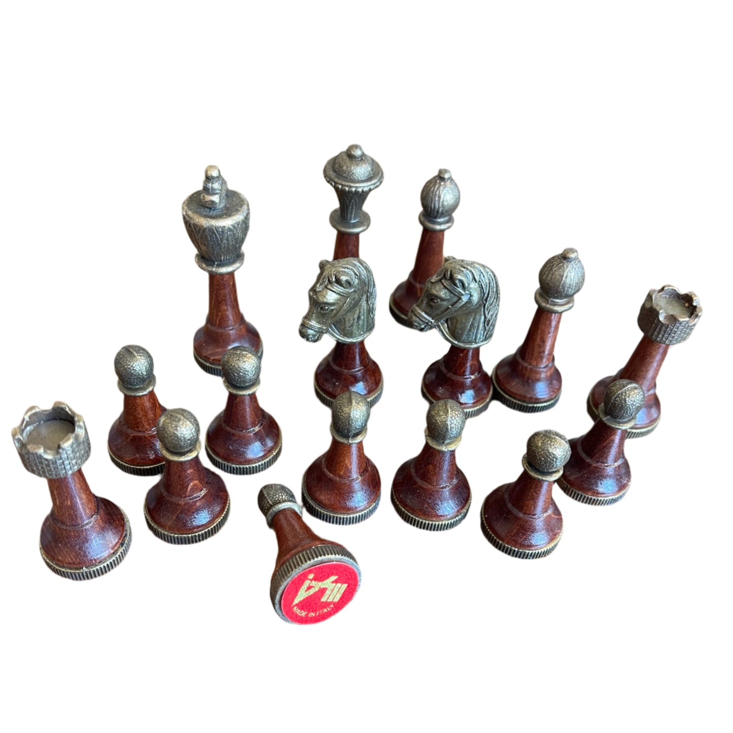 Italfama staunton style chess set with wood and metal pieces - made in Florence