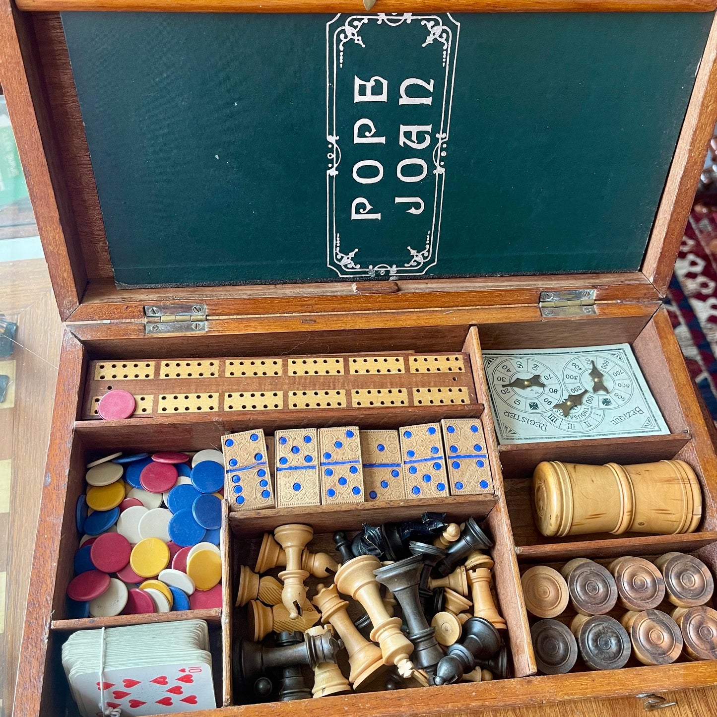 F.H Ayres Ltd Victorian mahogany games compendium