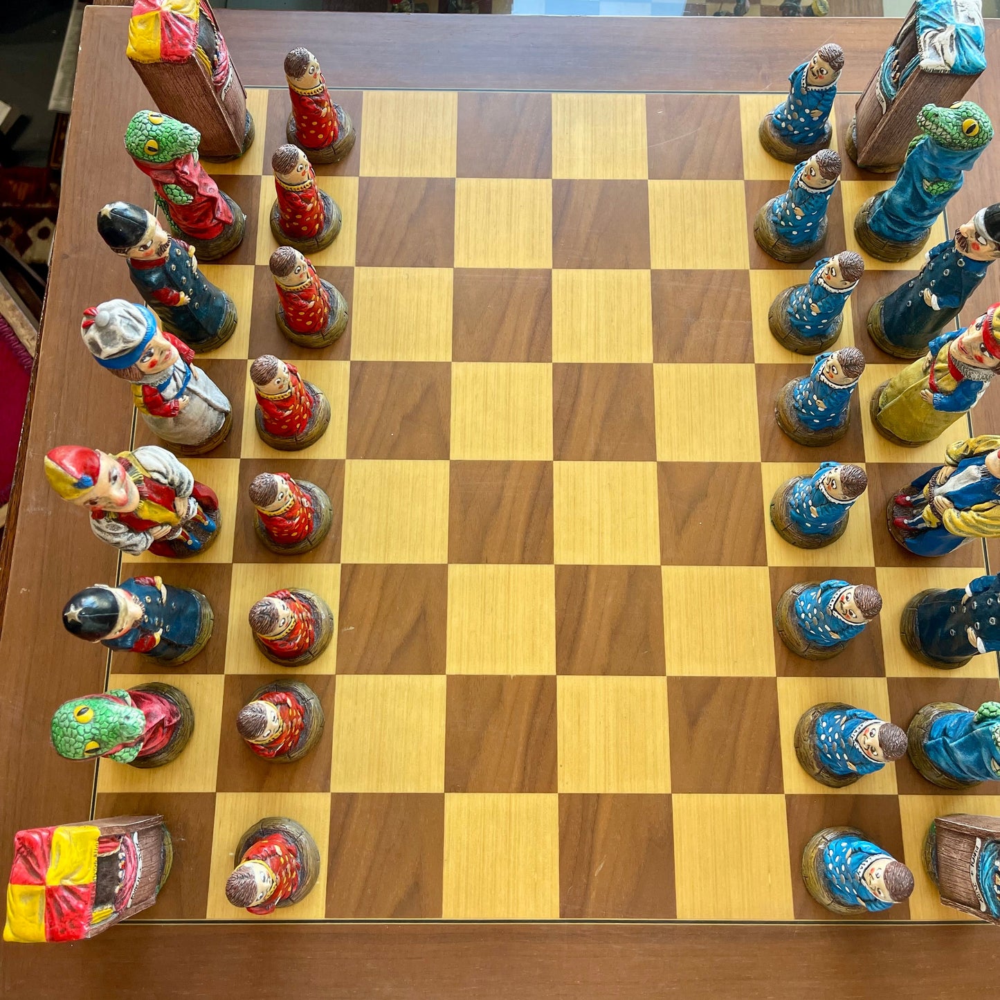 Punch and Judy handpainted ceramic chess pieces (board not included)