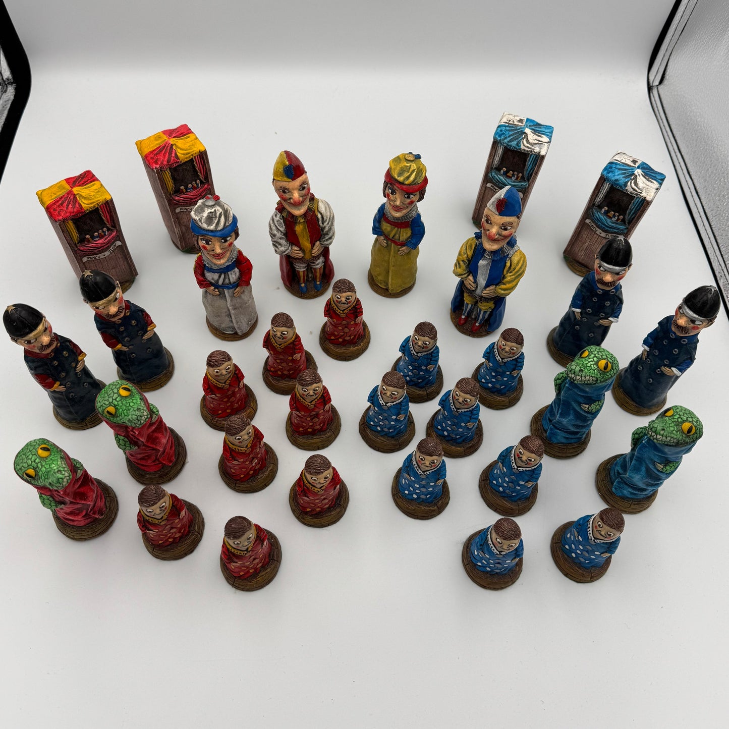 Punch and Judy handpainted ceramic chess pieces (board not included)