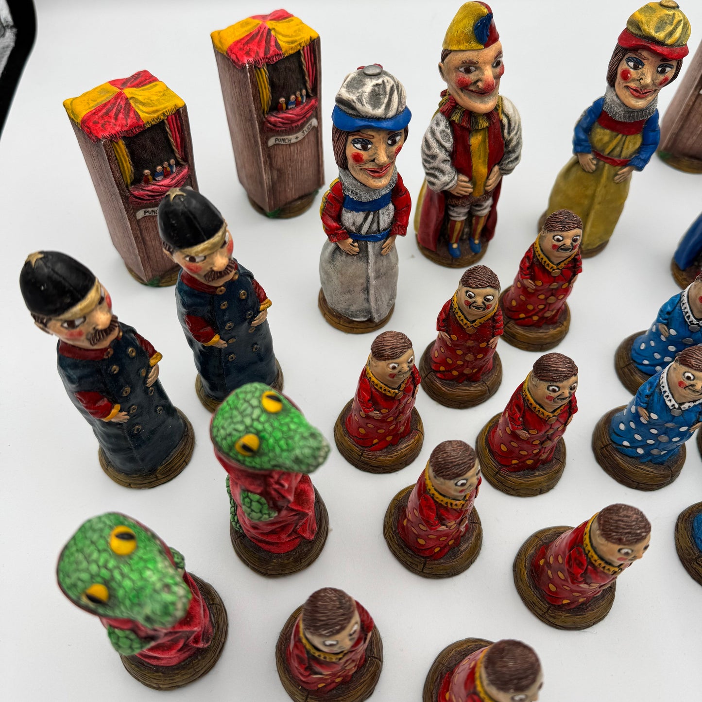 Punch and Judy handpainted ceramic chess pieces (board not included)