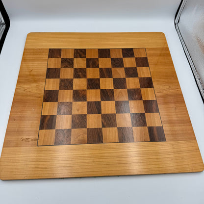 Vintage large polished wooden chess board