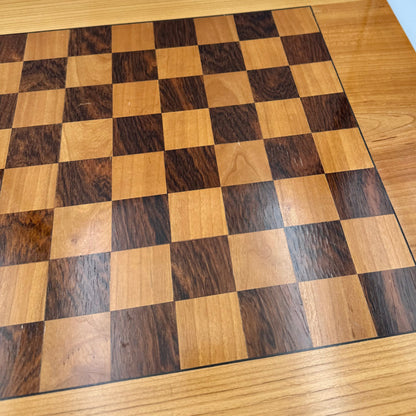 Vintage large polished wooden chess board