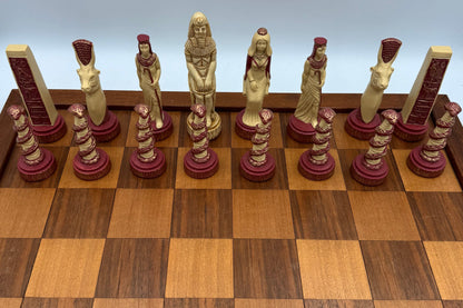 Handpainted Studio Ann Carlton Egyptian Mythology chess set