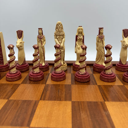 Handpainted Studio Ann Carlton Egyptian Mythology chess set