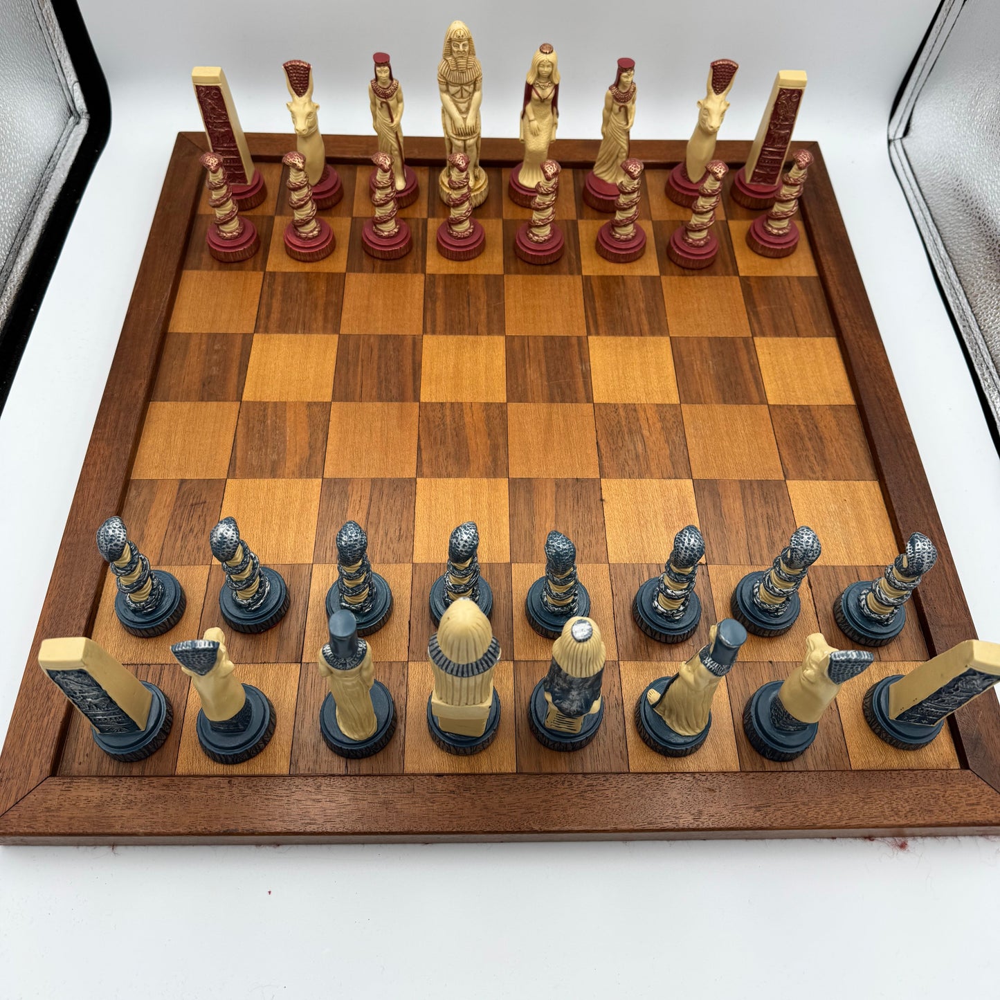 Handpainted Studio Ann Carlton Egyptian Mythology chess set