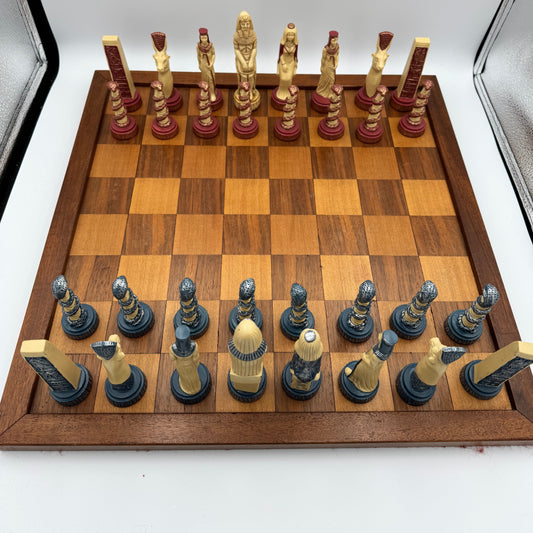 Handpainted Studio Ann Carlton Egyptian Mythology chess set