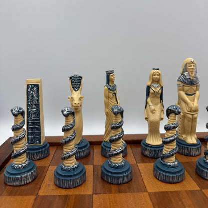 Handpainted Studio Ann Carlton Egyptian Mythology chess set