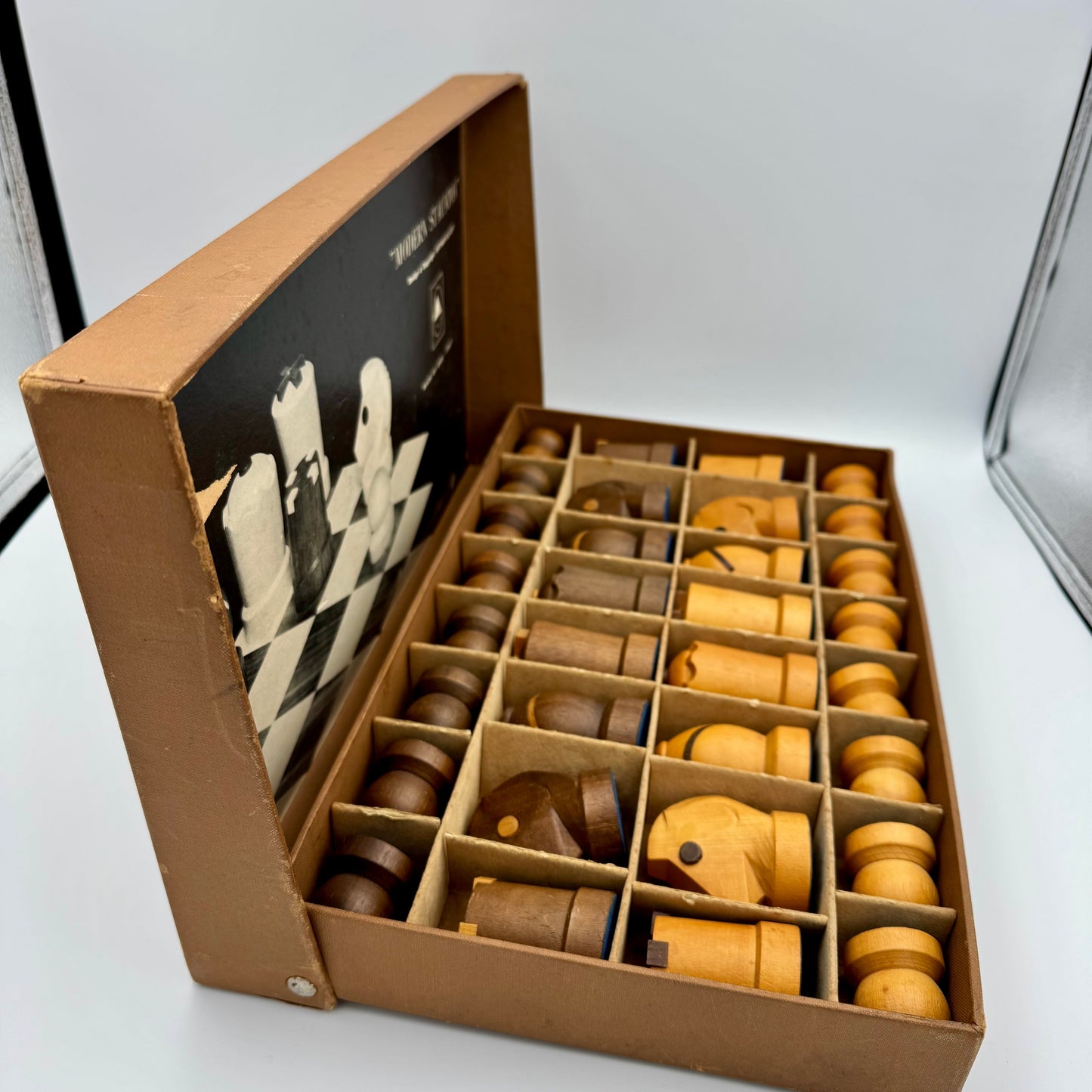 Highly collectible mid century "Modern Staunton" chess set, designed by Arthur Elliott for Anri