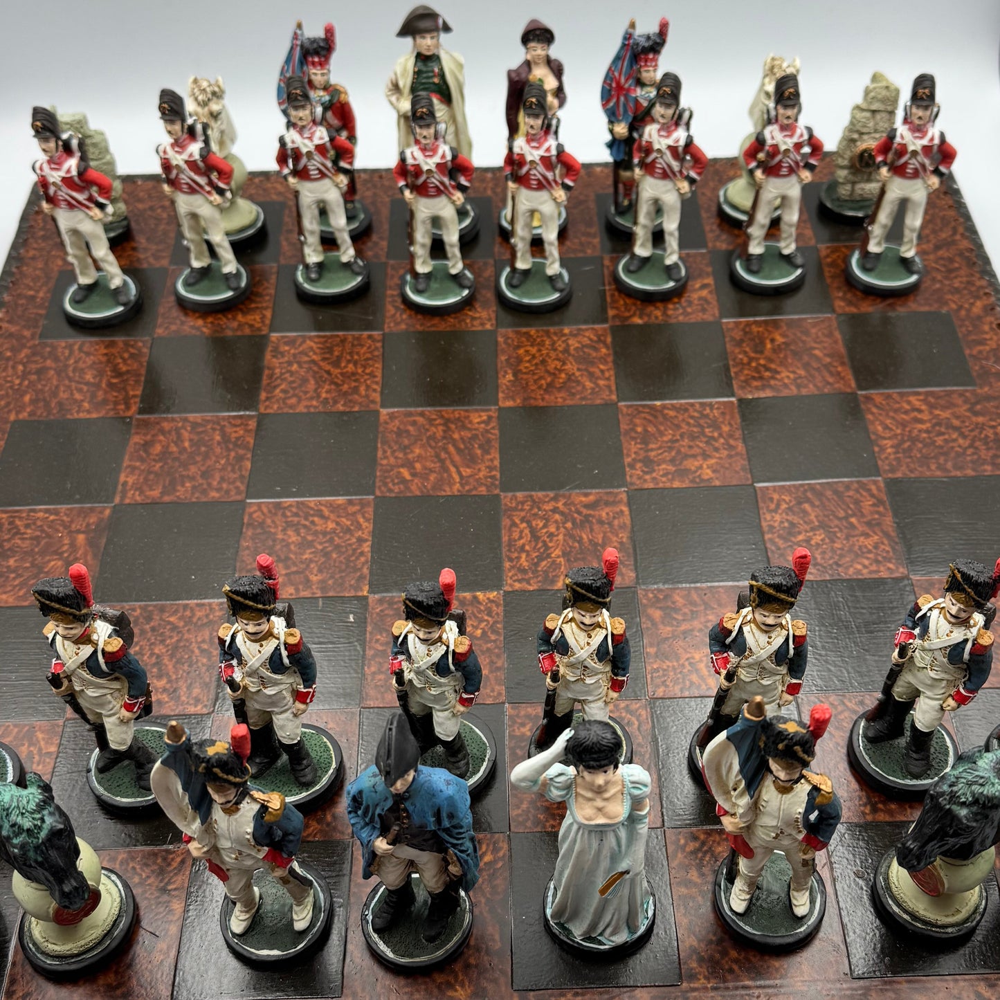 Vintage Battle of Waterloo resin chess set with ceramic board