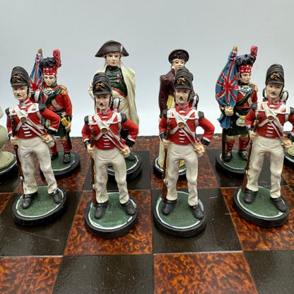 Vintage Battle of Waterloo resin chess set with ceramic board