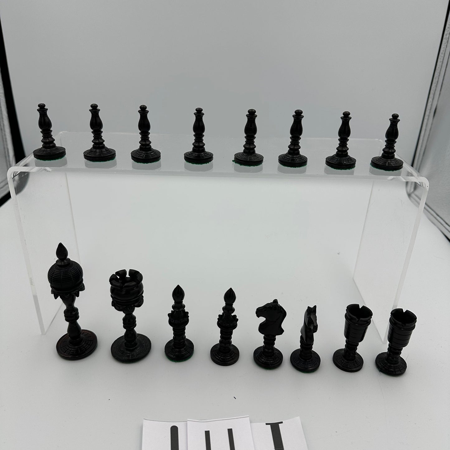 Vintage hand carved bone chess set