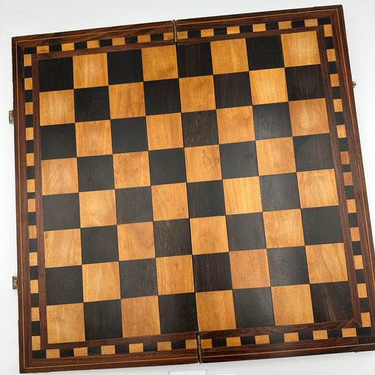 Vintage 16" folding wooden chess board