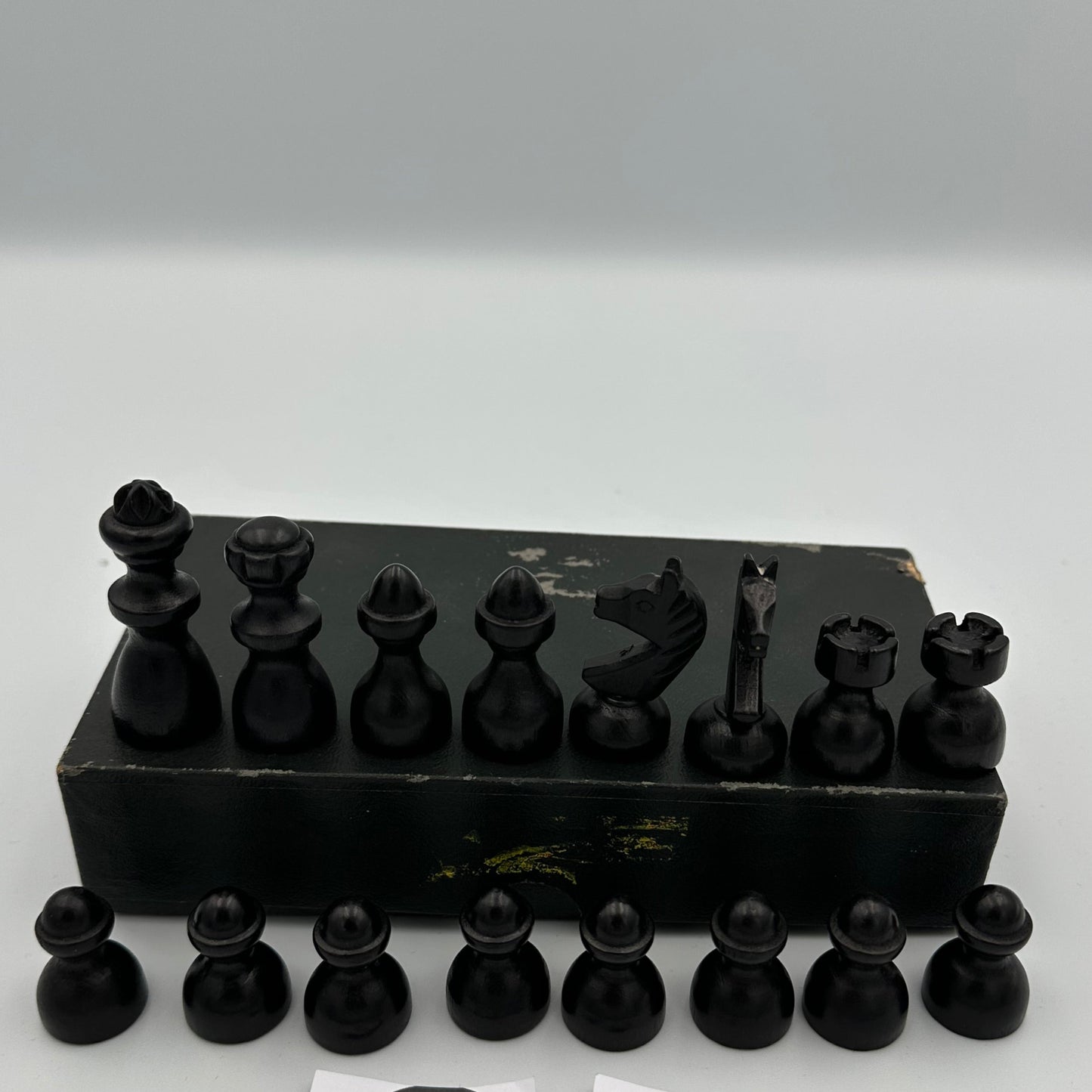 Vintage wooden rounded chess pieces