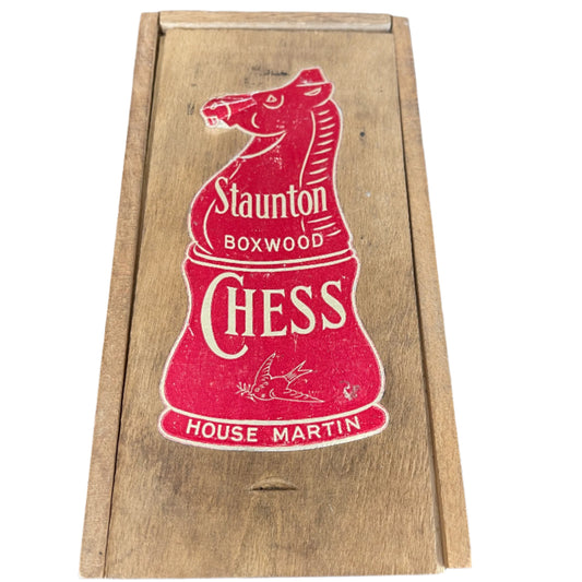 Vintage wooden House Martin Staunton boxwood chess set c1960s