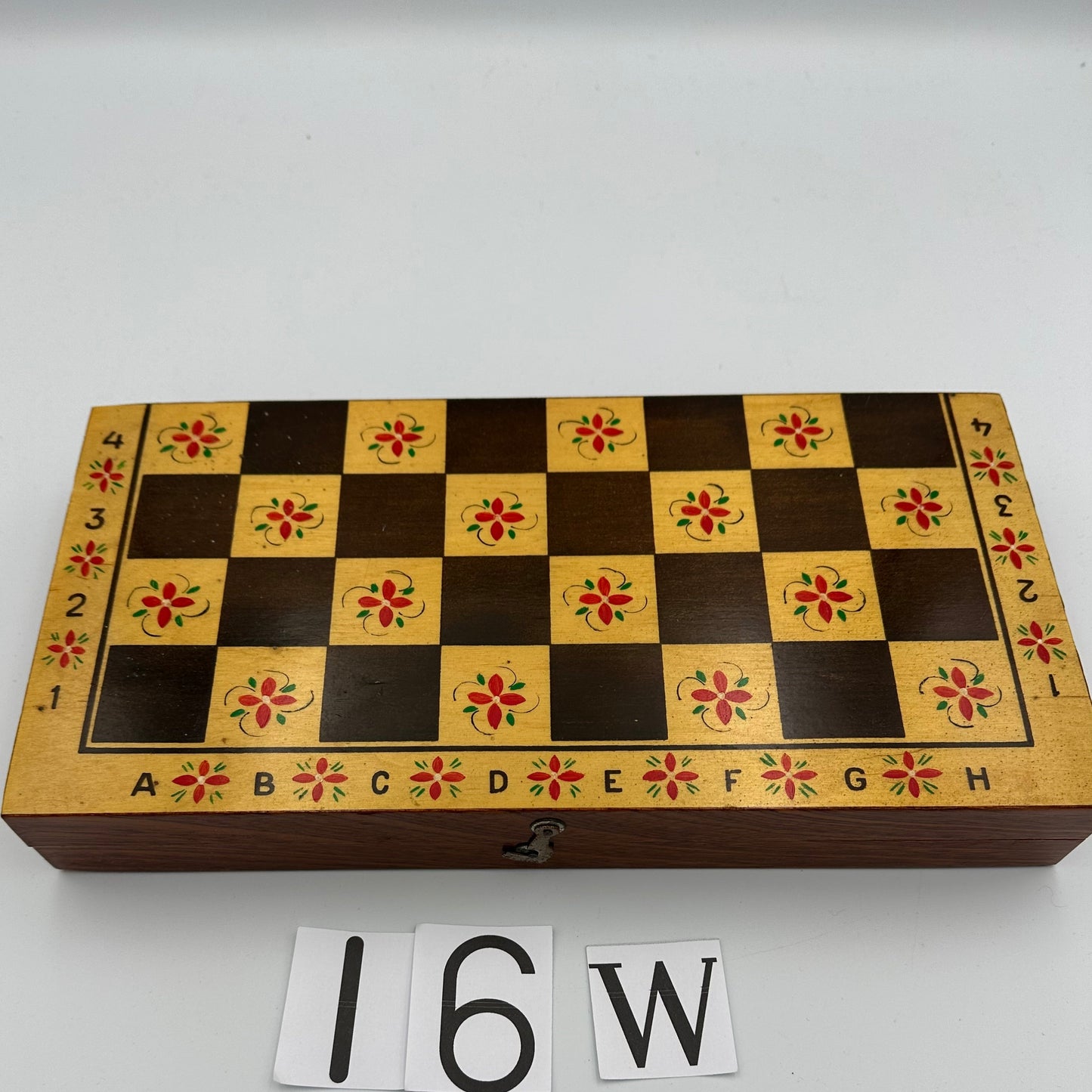 1970s Soviet-era hand-painted chess set and folding board
