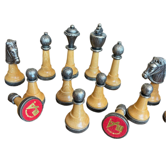 Italfama staunton style chess set with wood and metal pieces - made in Florence