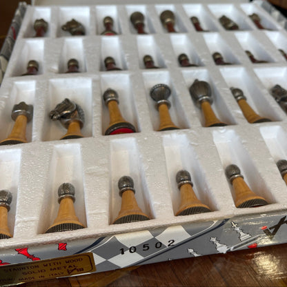 Italfama staunton style chess set with wood and metal pieces - made in Florence