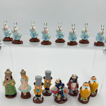 Hand painted Studio Anne Carlton Alice in Wonderland chess pieces