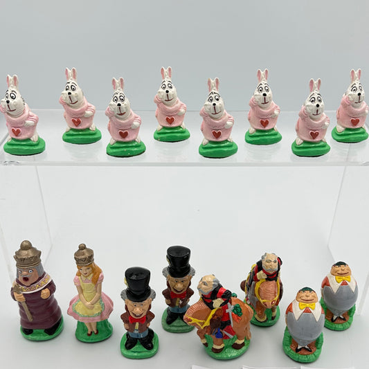 Hand painted Studio Anne Carlton Alice in Wonderland chess pieces