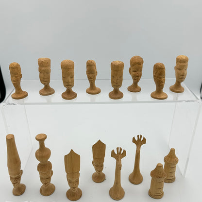 Hand carved african tribal chess set - likely to be from the 1960s