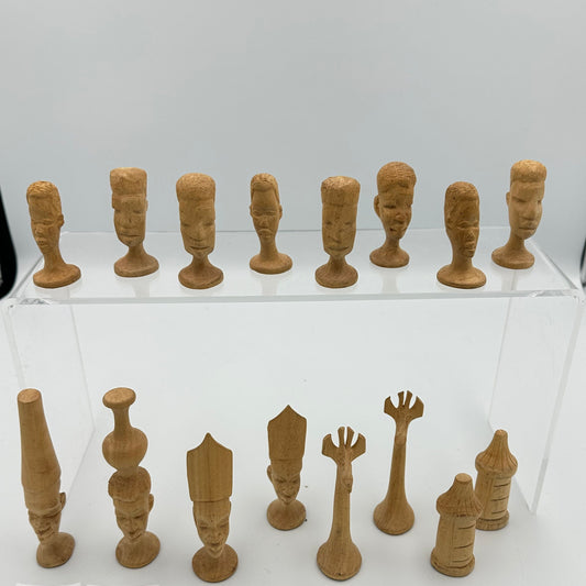 Hand carved african tribal chess set - likely to be from the 1960s