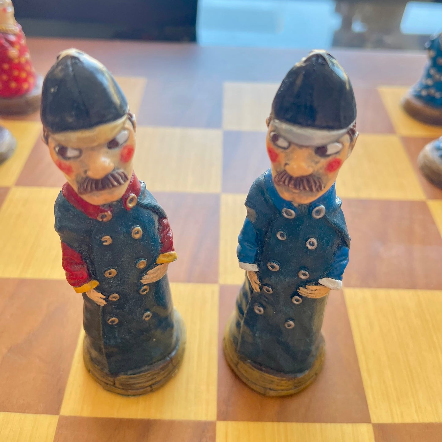 Punch and Judy handpainted ceramic chess pieces (board not included)