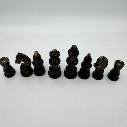 1960's library sized cow horn chess set