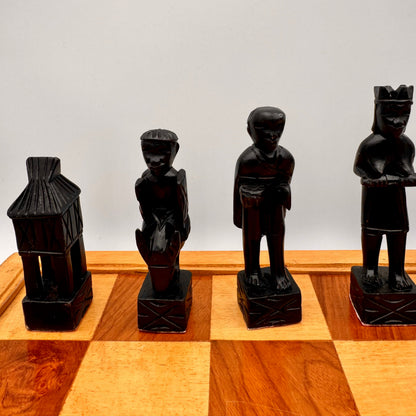 An Exceptionally Large and Fine Vintage Philippine Igorot 'Ifugao' Tribal Chess Set, Circa 1960s/1970s