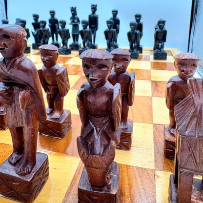 An Exceptionally Large and Fine Vintage Philippine Igorot 'Ifugao' Tribal Chess Set, Circa 1960s/1970s