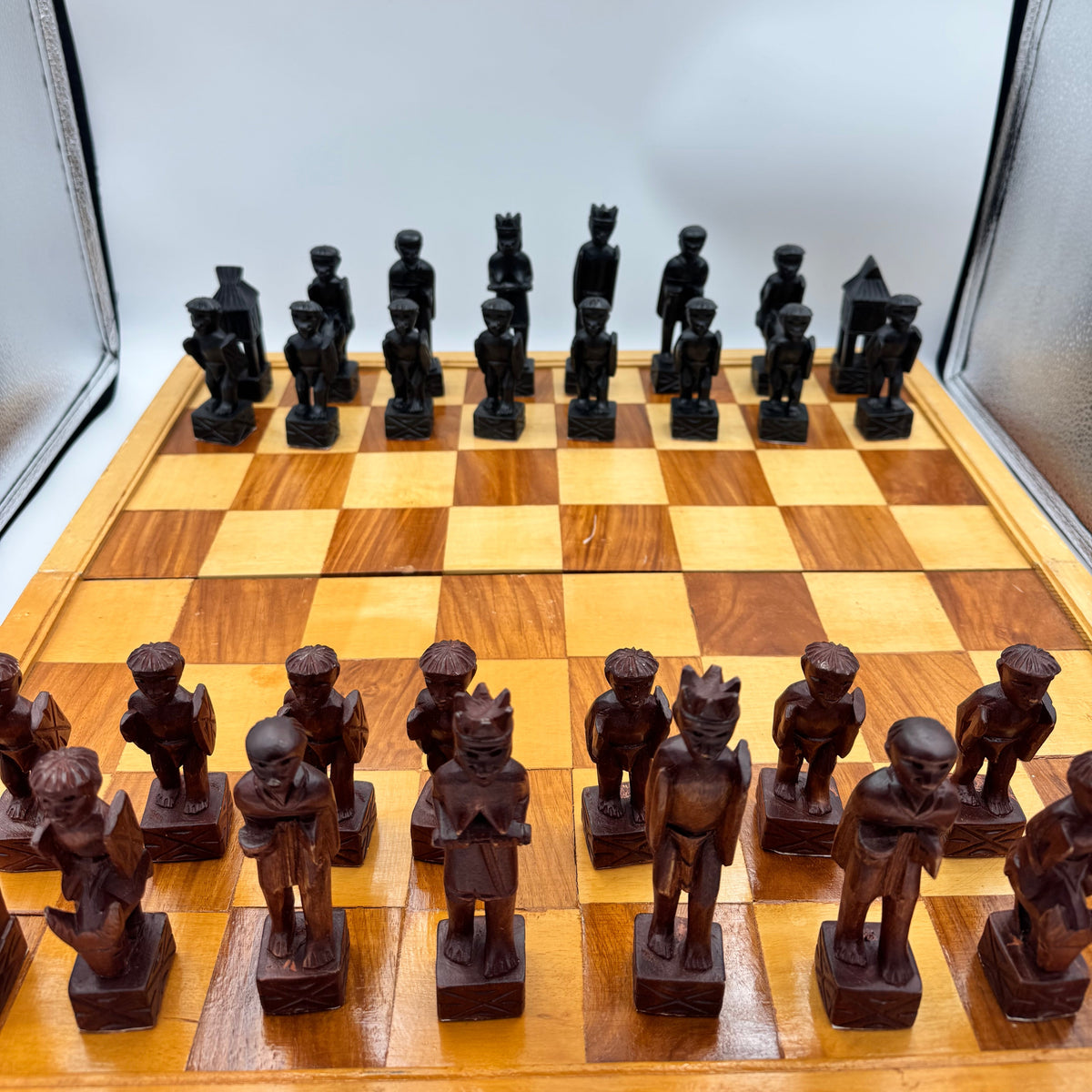 An Exceptionally Large and Fine Vintage Philippine Igorot 'Ifugao' Tribal Chess Set, Circa 1960s/1970s