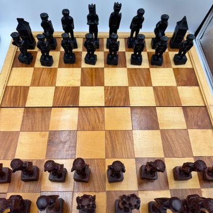 An Exceptionally Large and Fine Vintage Philippine Igorot 'Ifugao' Tribal Chess Set, Circa 1960s/1970s